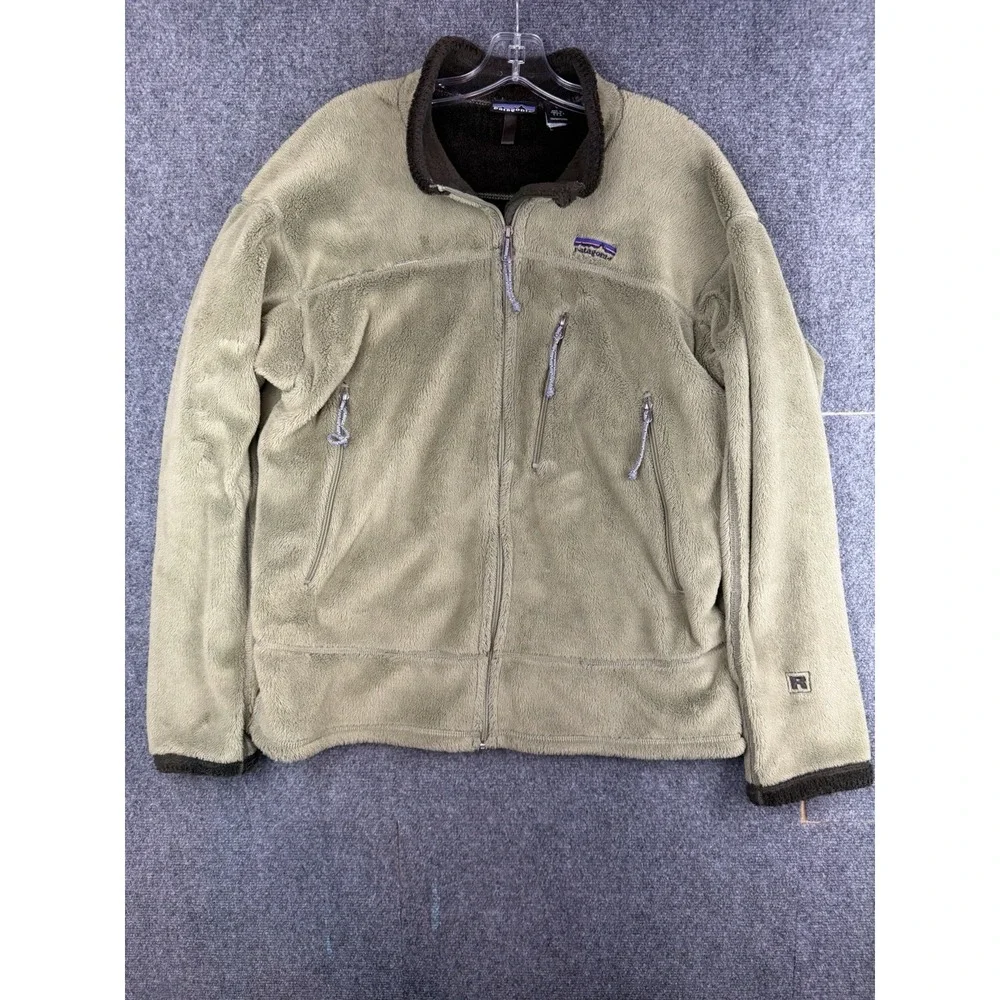Vtg Patagonia R4 Deep Pile Fleece Jacket Large Regulator Olive Green Made In USA
